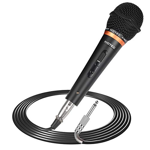 HOTEC Premium Vocal Dynamic Handheld Microphone with 19ft Detachable XLR Cable and ON/Off Switch (Metal Black) (H-W07)