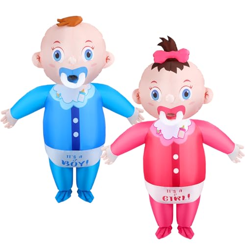 Lemosae 2 Pcs Giant Inflatable Baby Costume 96 Inch Gender Reveal Baby Costume Inflatable Boo Boo Costume Girl Kids Boy Funny Blow Up Costume for Baby Shower Gender Reveal Party