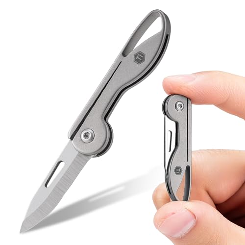 KeyUnity KK05 Mini Titanium Pocket Knife for Everyday Carry- Razor Sharp Folding Blade, Lightweight EDC Tool for Camping, Hiking and Outdoor