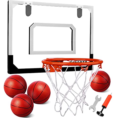 AOKESI Indoor Mini Basketball Hoop Set with 3 Balls for Kids and Adults - Pro Mini Basketball Hoop for Door with Complete Basketball Accessories Perfect Christmas Birthday Gifts for Kids Boys Teens