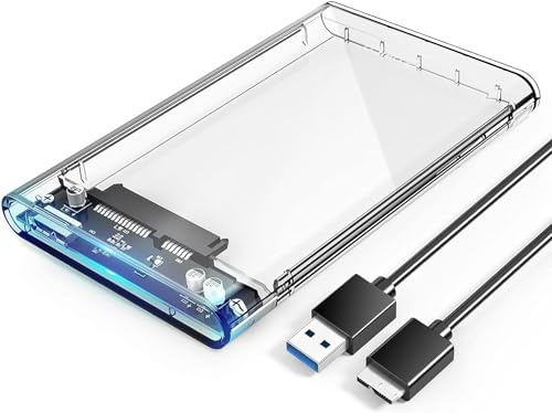 ORICO 2.5'' External Hard Drive Enclosure USB 3.0 to SATA III Tool-Free Clear Hard Disk Case for 2.5 inch 7mm 9.5mm SATA HDD SSD Max 6TB Support UASP(2139U3)