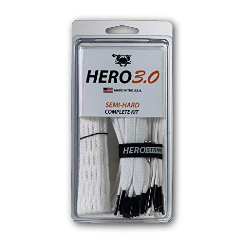 ECD Lacrosse Hero 3.0 Complete Kit Lacrosse Mesh and HeroStrings - Semi Hard - White