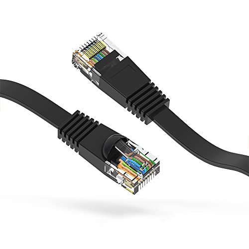 35ft (10.7M) Cat6 Flat Ethernet Cable 35 Feet (10.7 Meters) Gigabit LAN Network Cable RJ45 High Speed Patch Cord for Xbox, PS4, PS3, Modem, Router, LAN, Switch Compatible Cat5e/Cat6 Network, Black
