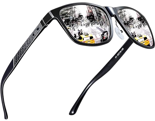ATTCL Men's Retro Metal Frame Driving Polarized Sunglasses For Men/Women (Black-Silver, 8587)