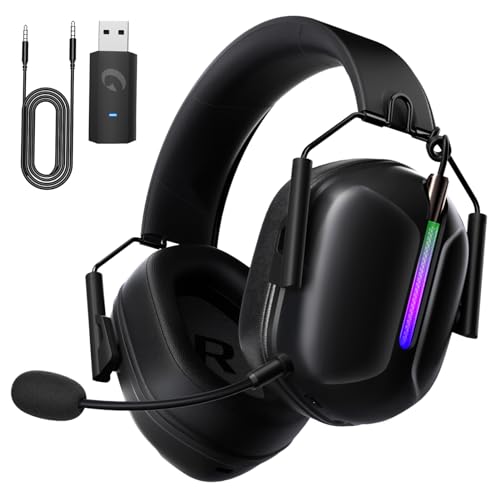 Gvyugke 2.4GHz Wireless Gaming Headset for PS5, PS4, PC, Nintendo Switch, Mac, Bluetooth 5.3 Gaming Headphones with Microphone Noise Canceling, ONLY 3.5MM Wired for Xbox Series, 40H Battery (Black)
