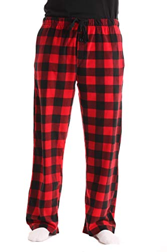 #FollowMe 45902-1A-M Polar Fleece Pajama Pants for Men/Sleepwear/PJs, Red Buffalo Plaid, Medium