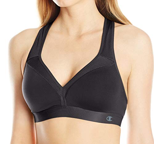 Champion Womens Bra, Curvy Moderate Support Low Cut For Sports Bra, Black, Large US