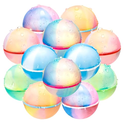 12Pcs Reusable Water Balloons for Kids Magnetic Self Sealing Quick Fill Water Balloons, Summer Water Toys Refillable Water Bomb, Outdoor Pool Toys, Used for Water Fight Game, Summer Party.
