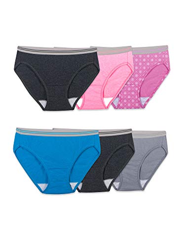 Fruit of the Loom womens Tag Free Cotton Panties bikini underwear, 6 Pack - Assorted Heathers, 5 US