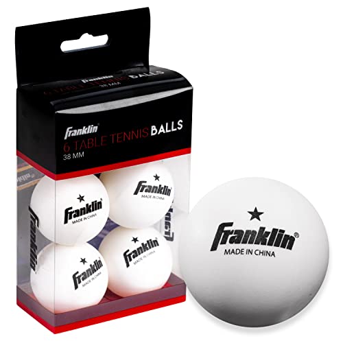 Franklin Sports Table Tennis Balls - White Table Tennis Balls - 38mm Official Weight Balls - One Star Professional Balls - 6 Pack Table Tennis Balls
