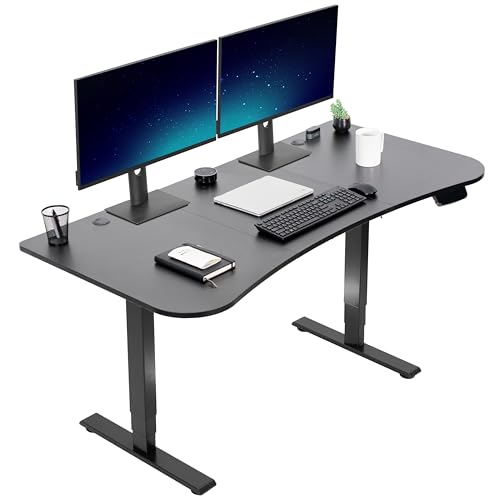 VIVO Electric Height Adjustable 63 x 32 inch Memory Stand Up Desk, Black Table Top, Black Frame, Touch Screen Preset Controller, 2E Series, DESK-KIT-2E1B