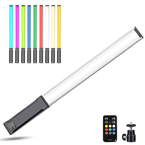 Hagibis RGB Photography Light Wand, Handheld LED Video Light 9 Colors, with Built-in Rechargable Battery and Remote Control, 1000 Lumens Adjustable 3200K-5600K