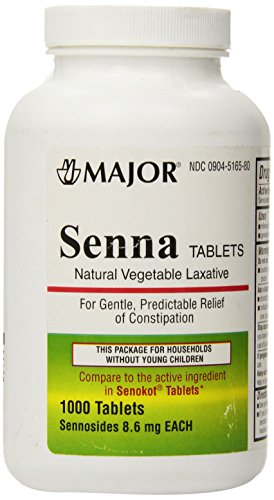 Senna 8.6 Mg Natural Vegetable Laxativ 1000 Tablets Generic for Senekot by MAJOR PHARMACEUTICALS (Original Version)