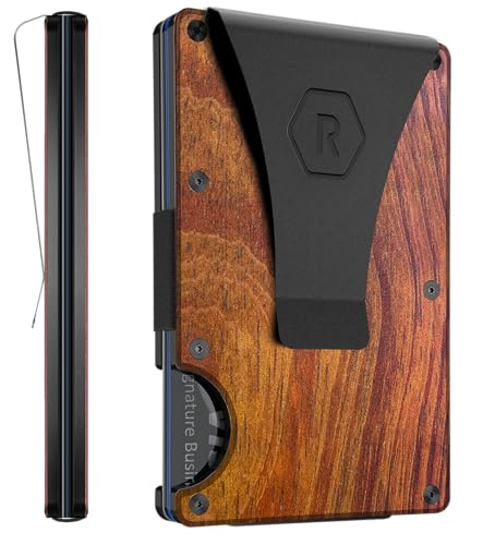 The Ridge Wallet For Men, Slim Wallet For Men - Thin as a Rail, Minimalist Aesthetics, Holds up to 12 Cards, RFID Safe, Blocks Chip Readers, Aluminum Wallet With Money Clip (Mopane)