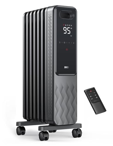 Dreo 1500W Oil Filled Radiator, Electric Radiant Heaters for indoor use Large Room with Remote Control, Child Lock, 4 Modes, Overheat & Tip-Over Protection, 24h Timer, Digital Thermostat, Quiet