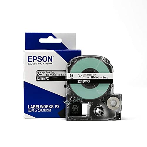 Epson LABELWORKS 224BWPX PET Tape Cartridge - Black on White Industrial Label Maker Tape - 1' (24MM) Wide, 30 ft