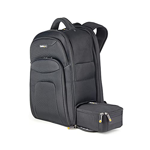 StarTech.com Unisex Backpack Ergonomic Computer Bag with Removable Accessory Case-Laptop/Tablet Pockets-Nylon, Black, 17.3' Professional IT Tech Backpack for Work/Travel/Commute (NTBKBAG173)