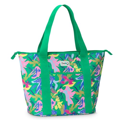 Swig Life Zippi Tote Bag, Large Tote Bag with Zipper, Waterproof Bag for Women, Large Tote Purse, Lightweight Beach Bag (Paradise)