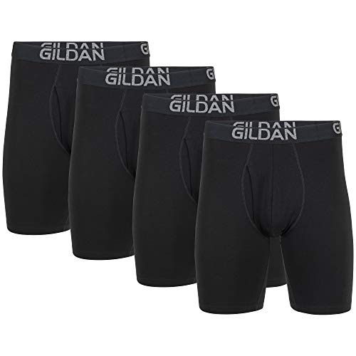 Gildan Men's Underwear Cotton Stretch Boxer Briefs, Multipack, Black Soot (4-Pack), 2X-Large