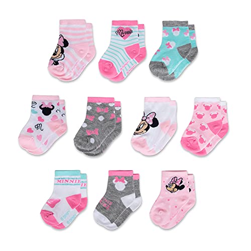 Disney baby girls Minnie Mouse Girl 10-pack Infant Sock, Multicolor - 0-24 Months Socks, Light Pink, 0-6 Months US