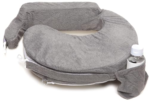My Brest Friend Nursing Pillow - Deluxe - Enhanced Comfort w/ Slipcover - Ergonomic Breastfeeding Pillow For Ultimate Support For Mom & Baby - Adjustable Pillow W/ Handy Side Pocket, Evening Grey