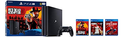 2018 Playstation 4 Pro 1TB Console - Red Dead Redemption 2 + Marvel's Spider-man + NBA 2K17 PS4 Bundle ( 3 - Items )