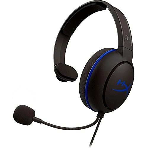 HyperX Cloud Chat Headset – Official PlayStation Licensed for PS4, Clear Voice Chat, 40mm Driver, Noise-Cancellation Microphone, Pop Filter, In-Line Audio CONTROLS, Lightweight, Reversible