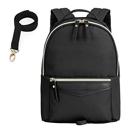 mommore Fashion Toddler Backpack Travel Kids Bookbag with Safety Leash, Black