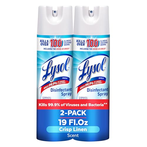 Lysol Disinfectant Spray, Sanitizing and Antibacterial Spray, For Disinfecting and Deodorizing, Crisp Linen, 19 Fl. Oz (Pack of 2)