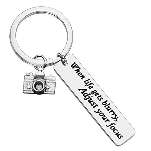 Dabihu Photographer Keychain Camera Jewelry Keychain When Life Gets Blurry Adjust Your Focus Keyring Inspirational Gift for Photographers Photo Club Gift Encouragement Photography Gifts