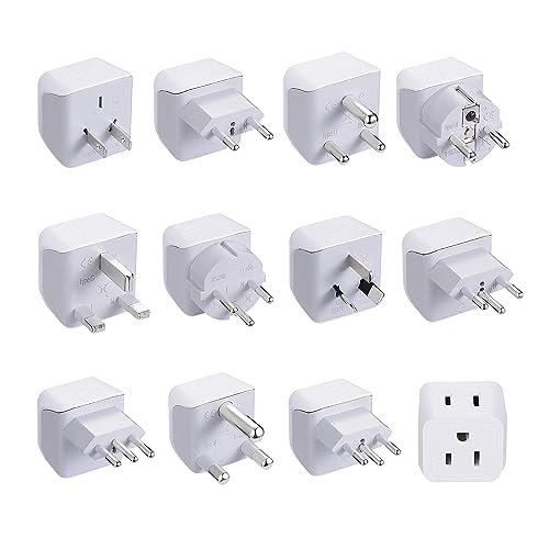 Ceptics World Travel Adapter Set - 2 in 1 USA to Europe, Asia, Africa, India, Japan, Australia, Brazil, China, Israel and more - 11 Pack - Safe Grounded - Works with Cell phones, Laptops, Chargers
