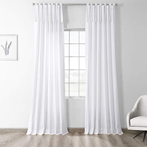 HPD Half Price Drapes Solid Cotton Tie-Top Curtains for Living Room 50 X 96 (1 Panel), PRCT-S19B-96-TT, Whisper White