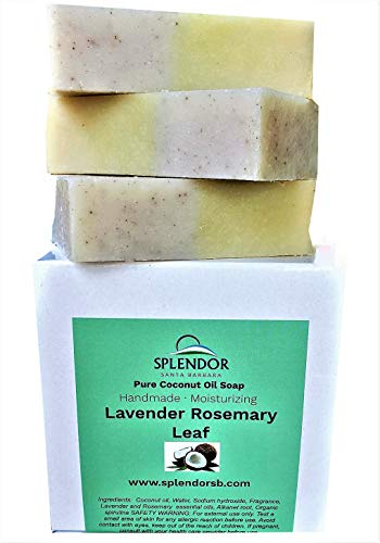 Splendor Lavender Rosemary Bar Soap - Handmade, Vegan, Natural, Cold Process Soap Infused with Lavender and Rosemary Essential Oils.