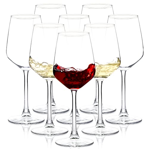Long Stem Wine Glasses Set of 8, 12oz Clear Red/White for Party, Wedding and Home