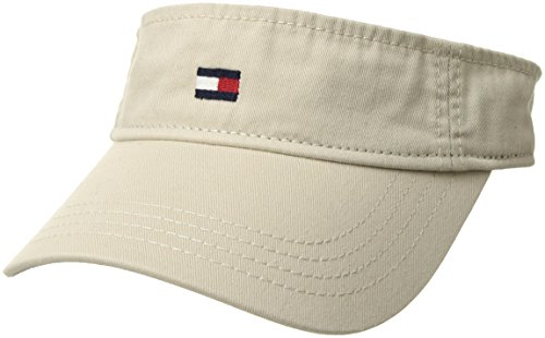 Tommy Hilfiger Men's Essential Flag Visor Baseball Cap, Stone, One Size US
