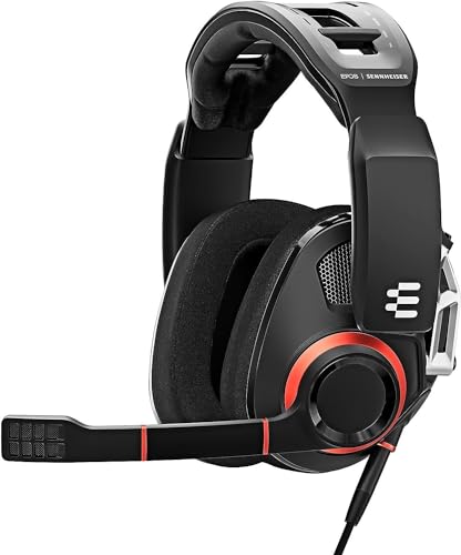 EPOS I SENNHEISER GSP 500 Wired Open Acoustic Gaming Headset, Noise-Cancelling Microphone, Adjustable Headband with Customizable Contact Pressure, Volume Control, PC + Mac + Xbox + PS4, Pro –Black/Red