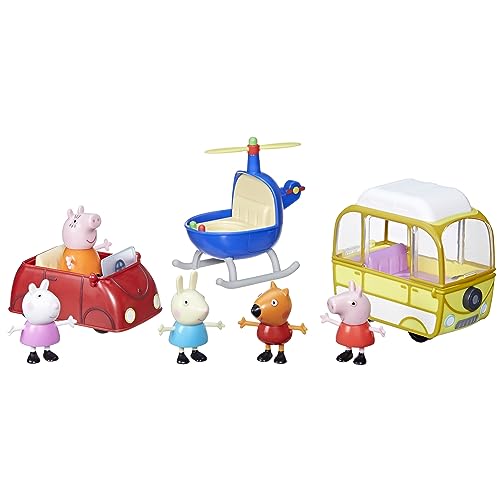 Peppa Pig Toys Peppa's Little Vehicle Set, Includes Helicopter, Camper, and Car Toys and 5 Peppa Pig Figures, Preschool Toys for 3 Year Olds and Up (Amazon Exclusive)