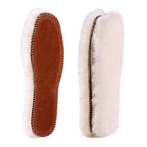 2 Pairs Women's Sheepskin Fleece Inserts Genuine Thick Insoles by Bacophy, Premium Warm Fluffy Wool Replacement Cozy Breathable Inner Soles for Shoes Boots Slippers
