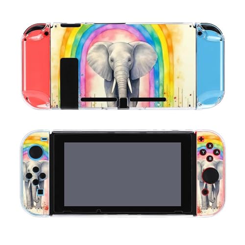 AoHanan Baby Elephant Spraying Rainbow Switch Screen Protector Case Cover Full Accessories Switch Game Case Protection Skin for Switch Console and Joy-Cons