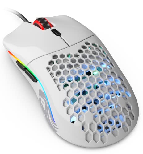 Glorious Model O- (Minus) Compact Wired Gaming Mouse - 58g Superlight Honeycomb Design, RGB, Pixart 3360 Sensor, Ambidextrous, Omron Switches - Glossy White