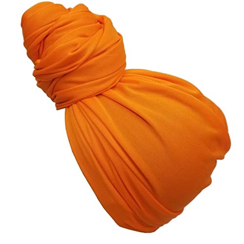 Head Wrap Scarf Head Wrap for Women Turban Wrap African Stretch Jersey Long Turban Head Wrap Tie 1 or 2(sd single orange)