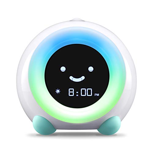 LittleHippo MELLA: Ready to Rise Children's Sleep Trainer, Night Light, Sound Machine and OK to Wake Alarm Clock for Toddlers and Kids - Arctic Blue