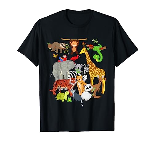 Zoo Animals Wildlife Birthday Party Zoo Day 26 Animals T-Shirt