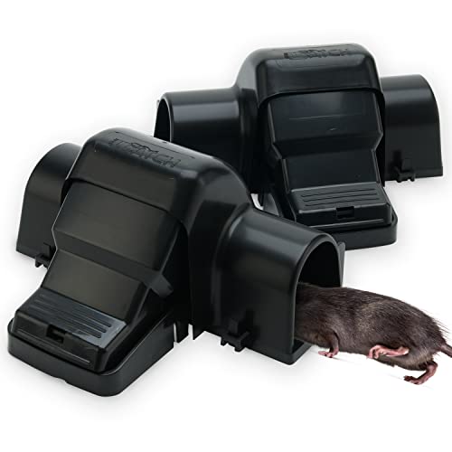 UCatch Rat Traps Indoor and Outdoor - 2 Pack Dual-Entry Large Rat Trap Outdoor and Indoor for Home, Garden and Restaurant with 99.9% Trap Rate | Easy to Use Rodent Traps with Safe Hands Free Design