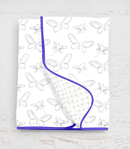 Pam Grace Creations Butterflies & Dragonflies Baby Blanket, Purple