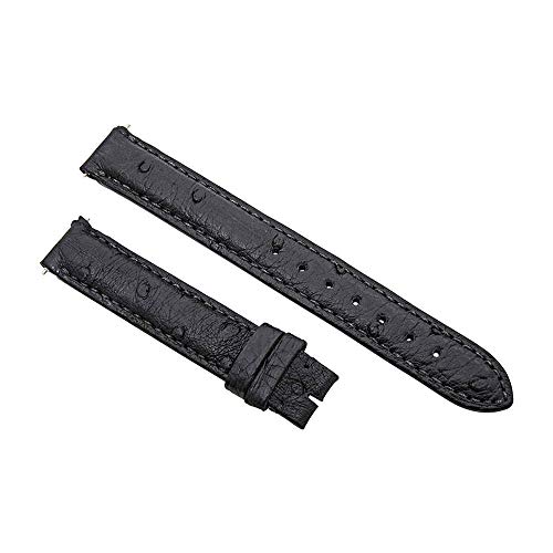 Hadley Roma 14 MM Matte Black Ostrich Leather Strap