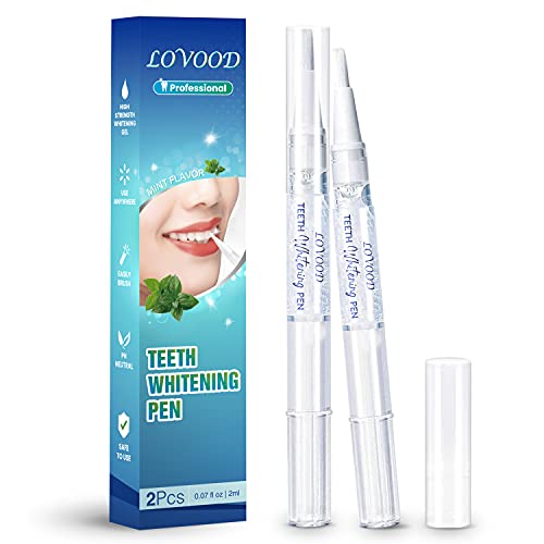 LOVOOD Teeth Whitening Pen(2 Pcs), 20+ Uses, Effective, Painless, No Sensitivity, Travel Friendly, Easy to Use, Beautiful White Smile, Effective Tooth Whitener, Natural Mint Flavor