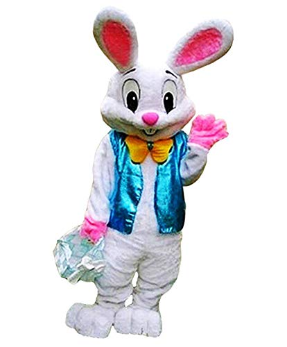 GALAON Plush Easter Bunny Rabbit With Vest Halloween Mascot Costume Party Cosplay Dress, Brown