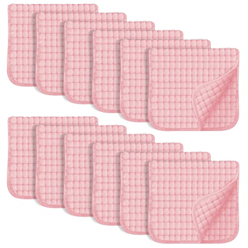 SWEET DOLPHIN 12 Pack Muslin Burp Cloths Large 100% Cotton Hand Washcloths for Baby - Baby Essentials Extra Absorbent and Soft Boys & Girls Milk Spit Up Rags for Newborn Registry - Pink, 20' X10'