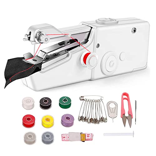 Handheld Sewing Machine, Quick Sewing Portable Sewing Machine, Mini Handheld Sewing Machine, Portable Sewing Machine Suitable for Home - White